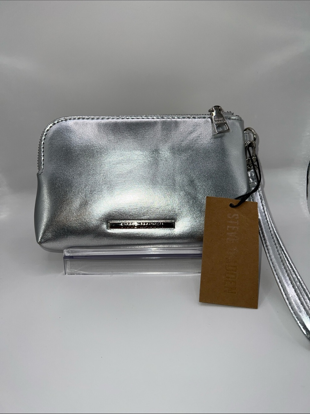 Steve Madden Metallic Silver Wristlet Clutch